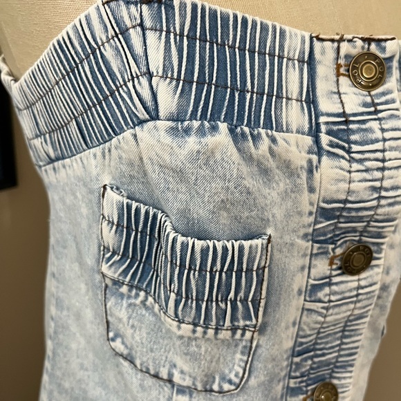 POL Washed‎ Denim Button Front Spaghetti Strap Dress Size M - Picture 3 of 9